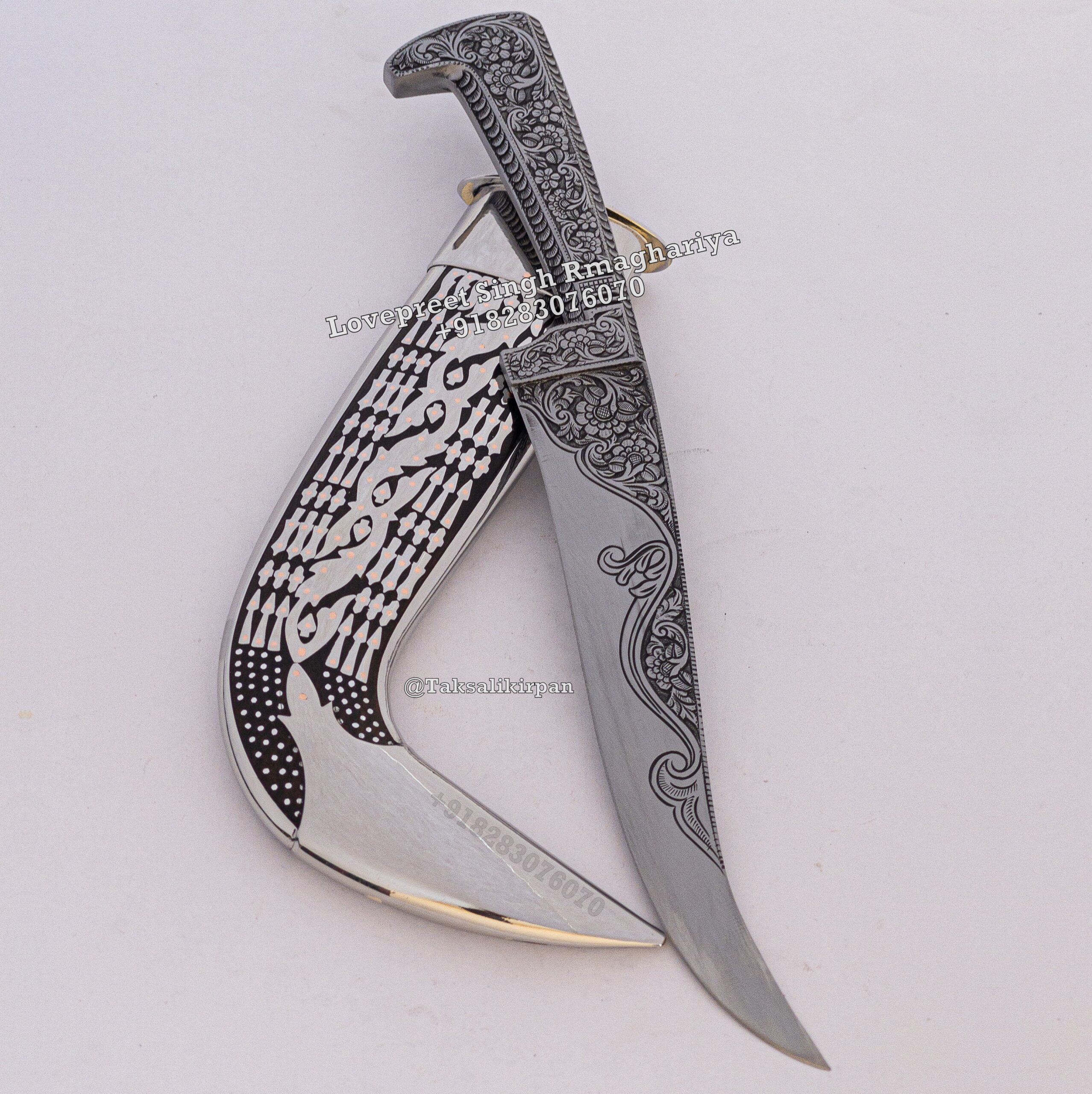 12 inch Taksali Kirpan of Bhinder Kalan | Sarbloh Engraved Blade With wooden Case.